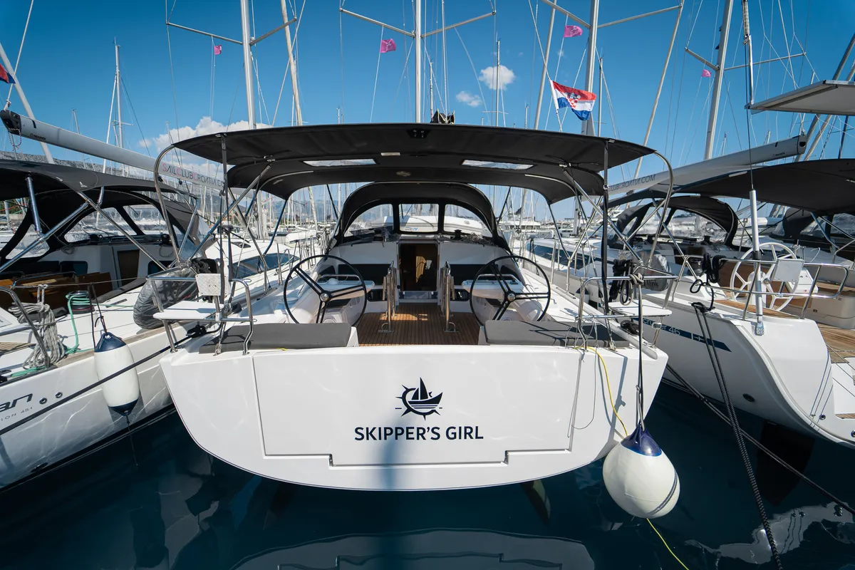 Skipper's Girl, a Elan Impression 45 sailboat at Grad Kaštela, Croatia