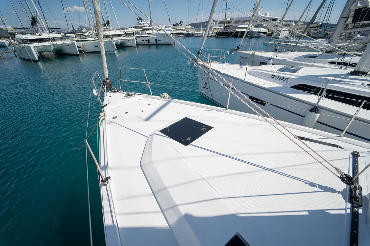 Skipper's Girl, a Elan Impression 45 sailboat at Grad Kaštela, Croatia