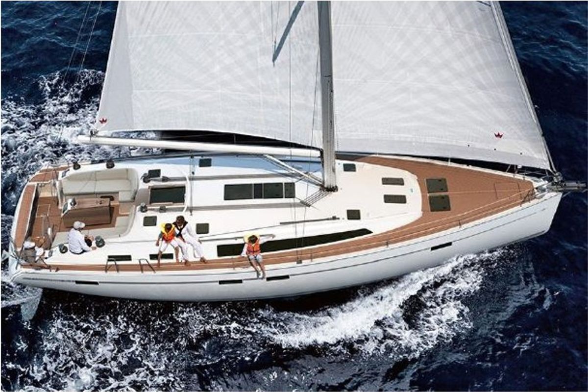Exterior view of AF-BC51, a Bavaria Cruiser 51 sailboat at Kos, Greece