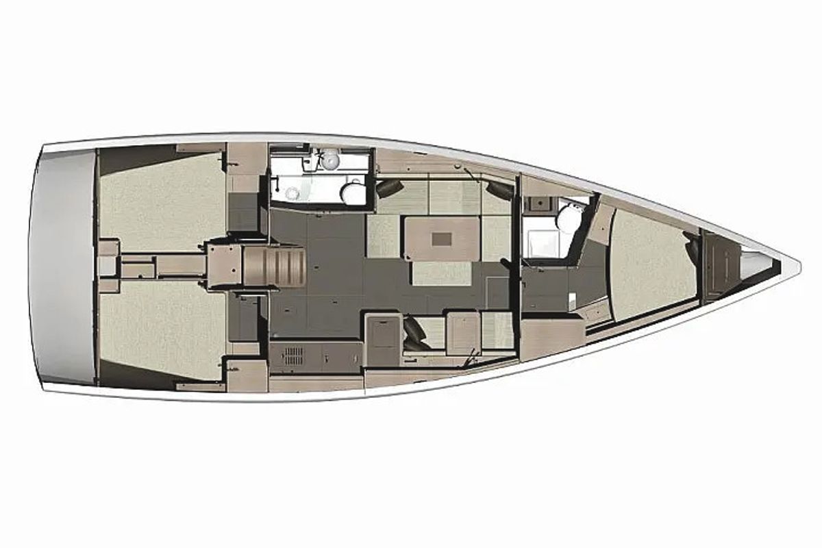 Floor plan of Freedom, a Dufour 410 Grand Large sailboat at Athens, Greece