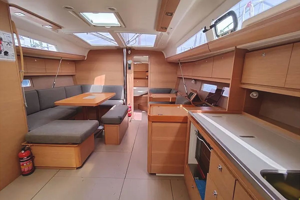 Salon of Freedom, a Dufour 410 Grand Large sailboat at Athens, Greece