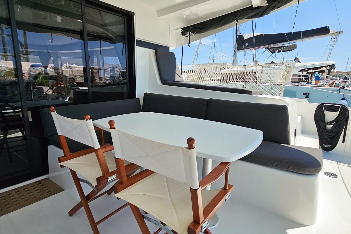 Deck of Nera, a Lagoon 42 catamaran at Seget Donji, Croatia