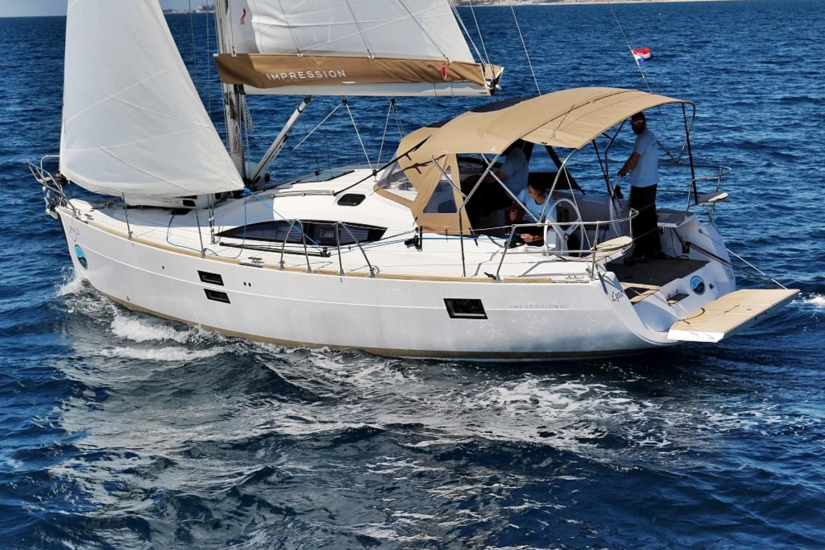 Exterior view of Lyra, a Elan Impression 40 sailboat at Općina Sukošan, Croatia
