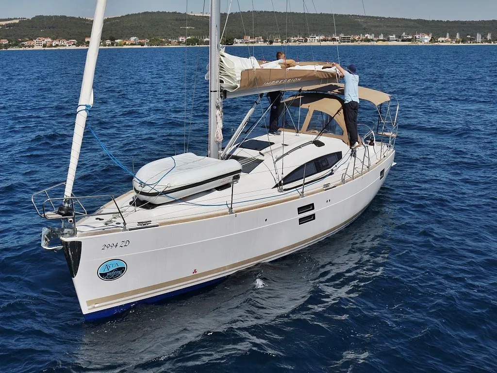 Exterior view of Lyra, a Elan Impression 40 sailboat at Općina Sukošan, Croatia