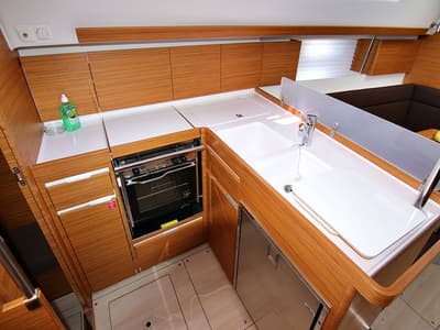 Galley of Lyra, a Elan Impression 40 sailboat at Općina Sukošan, Croatia