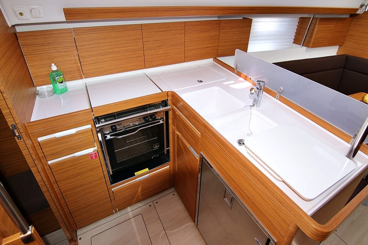 Galley of Lyra, a Elan Impression 40 sailboat at Općina Sukošan, Croatia
