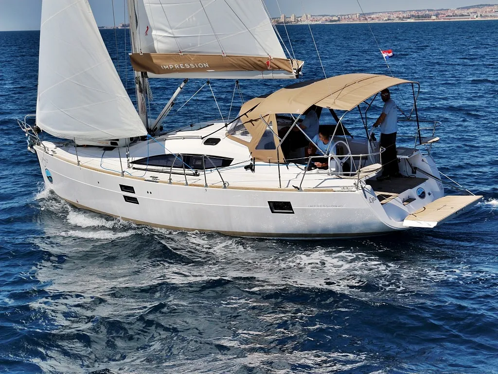 Exterior view of Lyra, a Elan Impression 40 sailboat at Općina Sukošan, Croatia