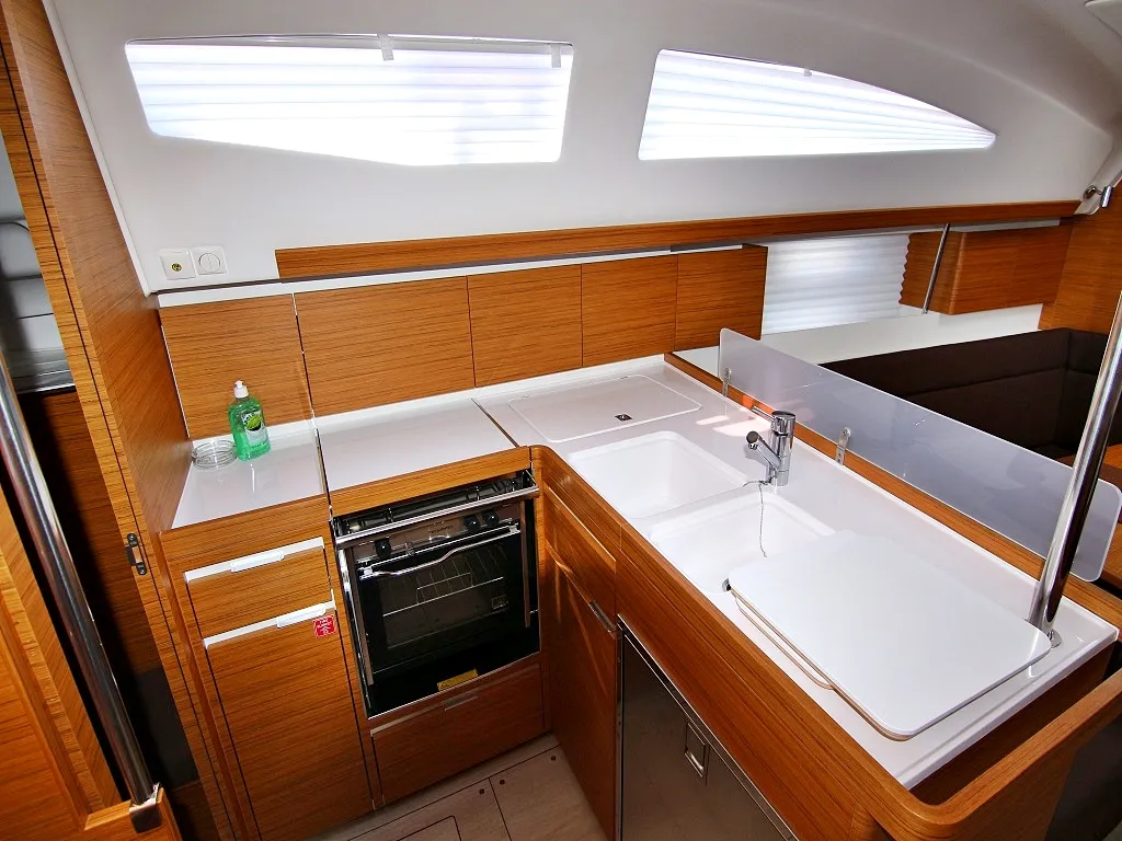 Galley of Lyra, a Elan Impression 40 sailboat at Općina Sukošan, Croatia