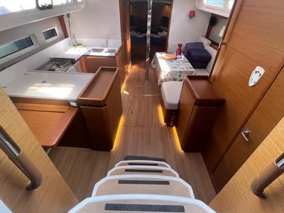 Galley of Cicerenella, a Jeanneau Sun Odyssey 440 sailboat at Cannigione, Italy