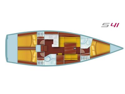 Floor plan of Ghost Rider, a AD Boats Salona 41 sailboat at Marmaris, Turkey