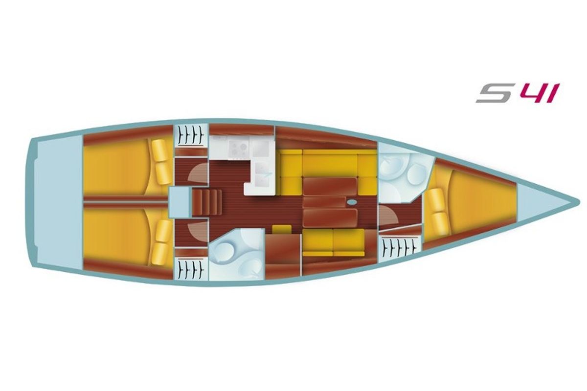 Floor plan of Ghost Rider, a AD Boats Salona 41 sailboat at Marmaris, Turkey