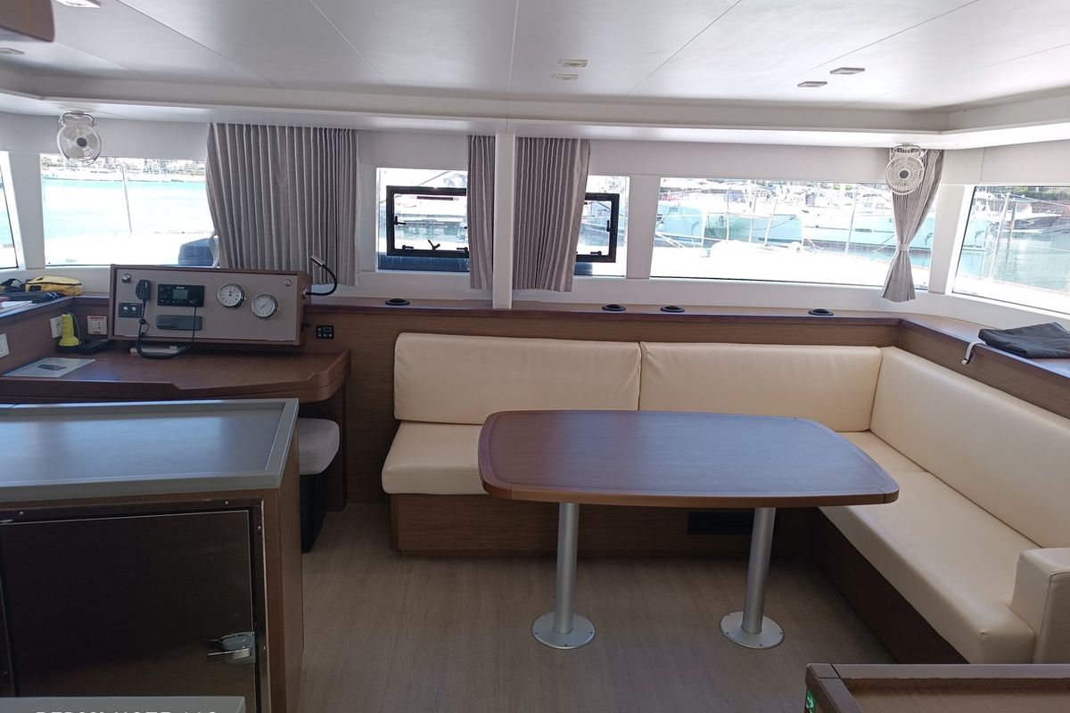 Salon of Hakuna Matata, a Lagoon 450 F catamaran at Tonnarella, Italy