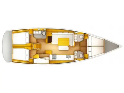 Floor plan of Alboran Champagne (Mallorca), a Jeanneau Sun Odyssey 519 sailboat at es Jonquet, Spain