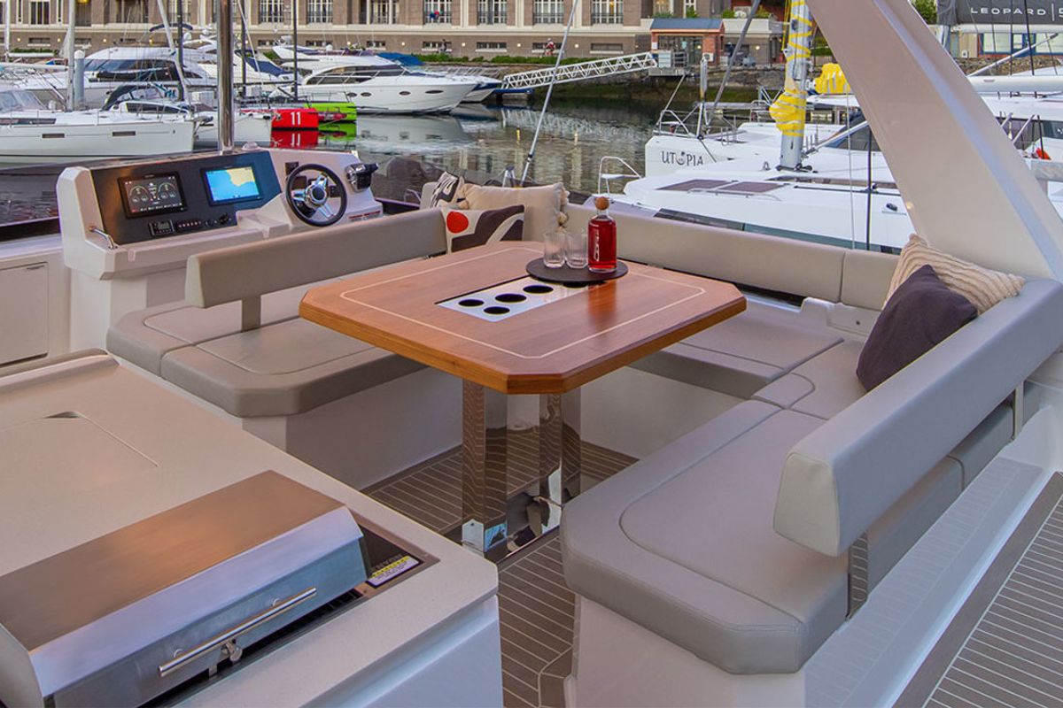 Deck of Moorings 403 PC Exclusive, a Leopard 40 PC catamaran at Nassau, Bahamas