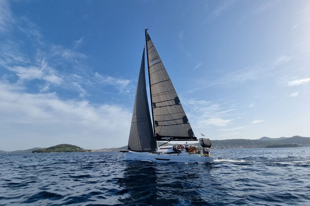 Exterior view of Contessa, a Elan E6 sailboat at Punat, Croatia