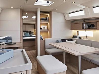 Salon of Oceanis 461/3/3 Premium, a Beneteau Oceanis 461 sailboat at Općina Marina, Croatia