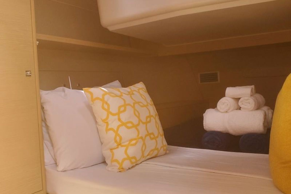 Cabin on Salacia, a Dufour 470 sailboat at Charlotte Amalie, United States