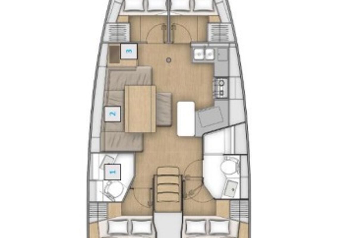 Floor plan of Albatross, a Beneteau Oceanis 40.1 sailboat at Athens, Greece