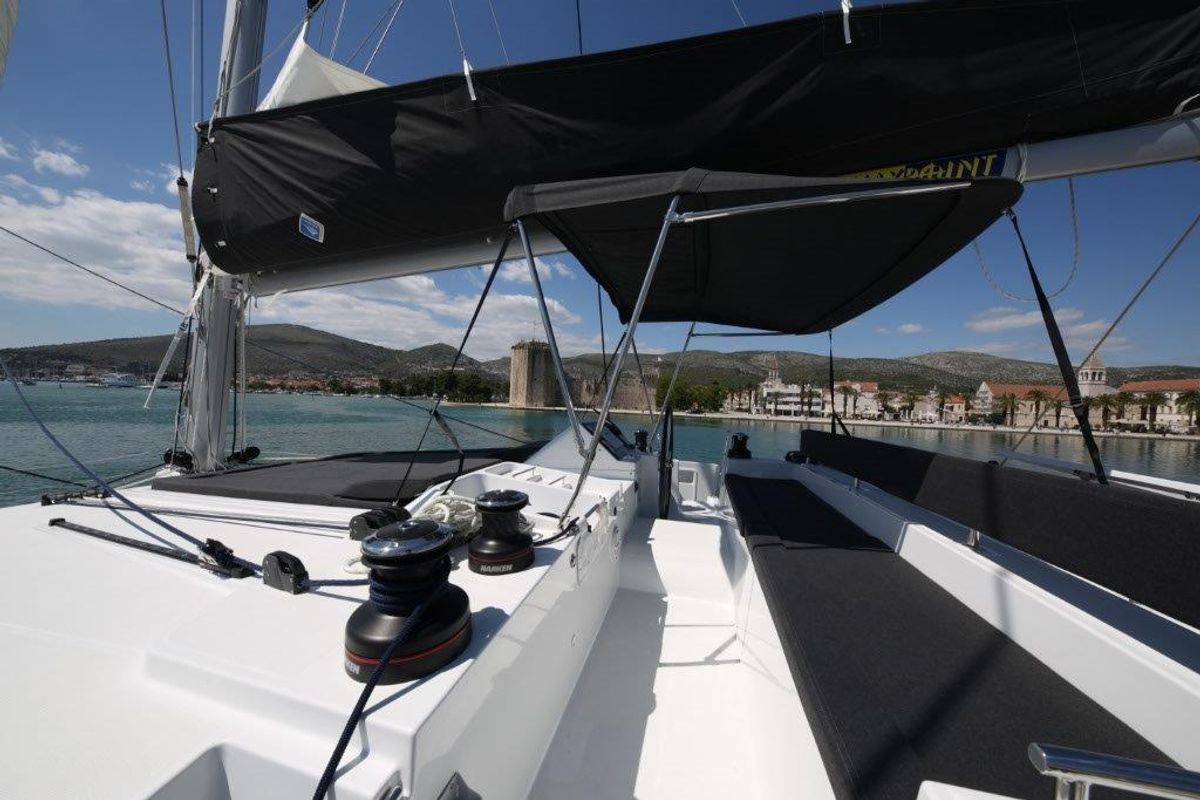 Deck of Reggae Point, a Lagoon 450 catamaran at Dubrovnik, Croatia