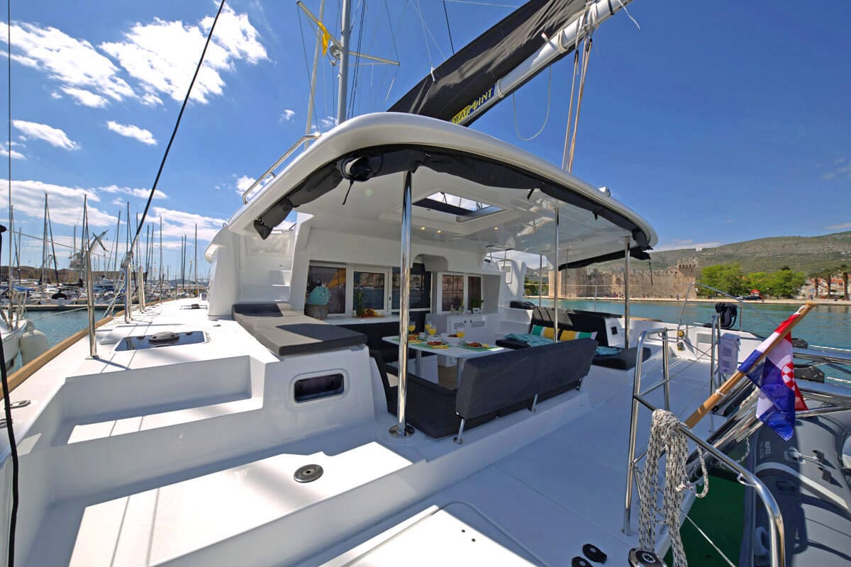 Exterior view of Reggae Point, a Lagoon 450 catamaran at Dubrovnik, Croatia