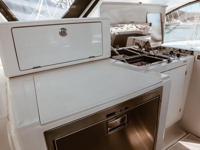 Galley of Polaris, a Jeanneau Sun Loft 47 sailboat at Olbia, Italy