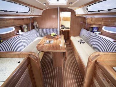 Salon of Evi, a Bavaria 34 Cruiser sailboat at Municipal Unit of Sikyona, Greece