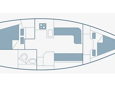 Floor plan of Evi, a Bavaria 34 Cruiser sailboat at Municipal Unit of Sikyona, Greece
