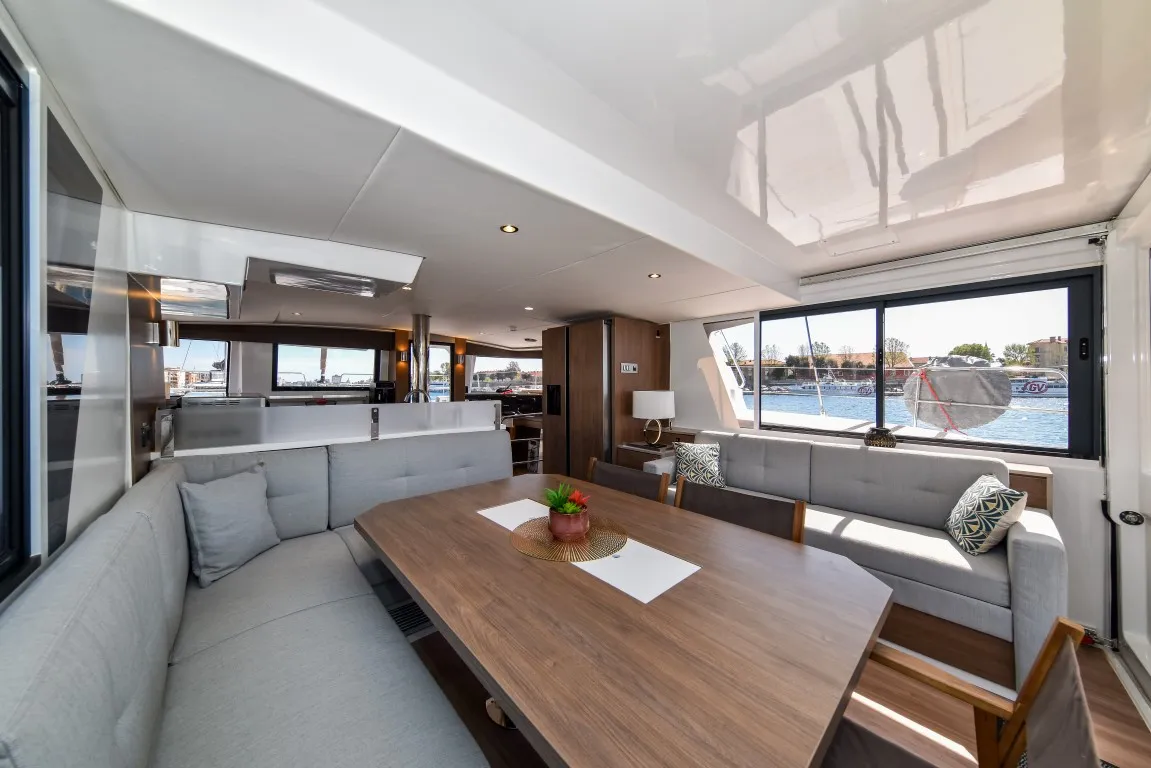 Salon of Jako 2, a Bali 4.6 catamaran at Zadar, Croatia