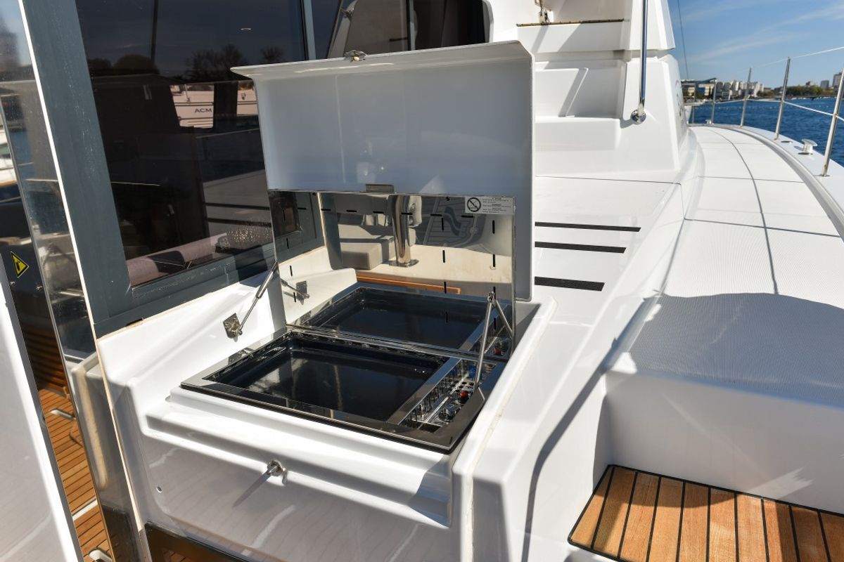 Deck of Jako 2, a Bali 4.6 catamaran at Zadar, Croatia