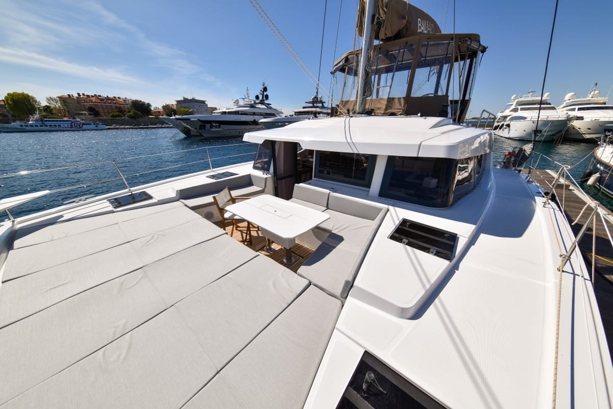 Deck of Jako 2, a Bali 4.6 catamaran at Zadar, Croatia