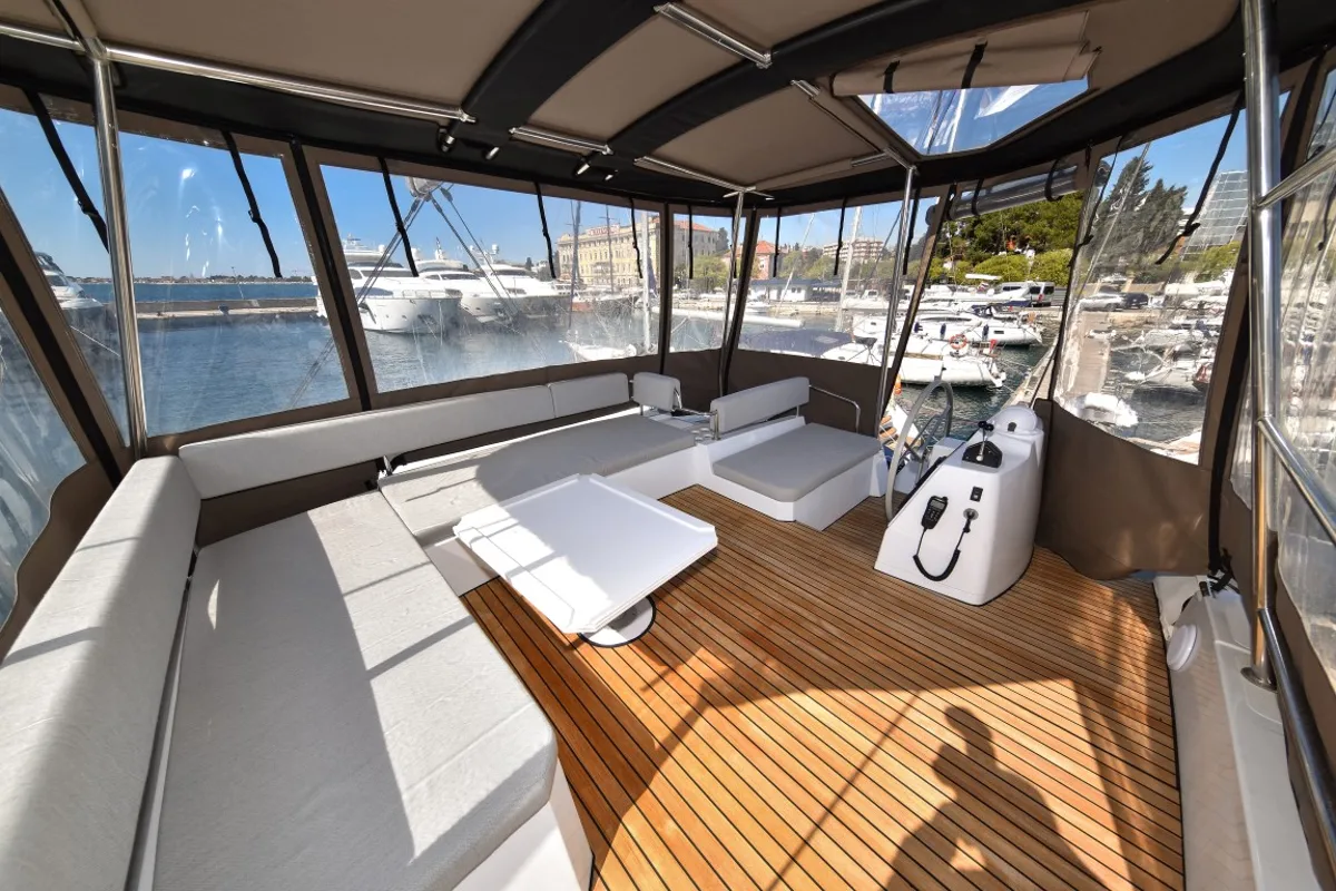 Deck of Jako 2, a Bali 4.6 catamaran at Zadar, Croatia