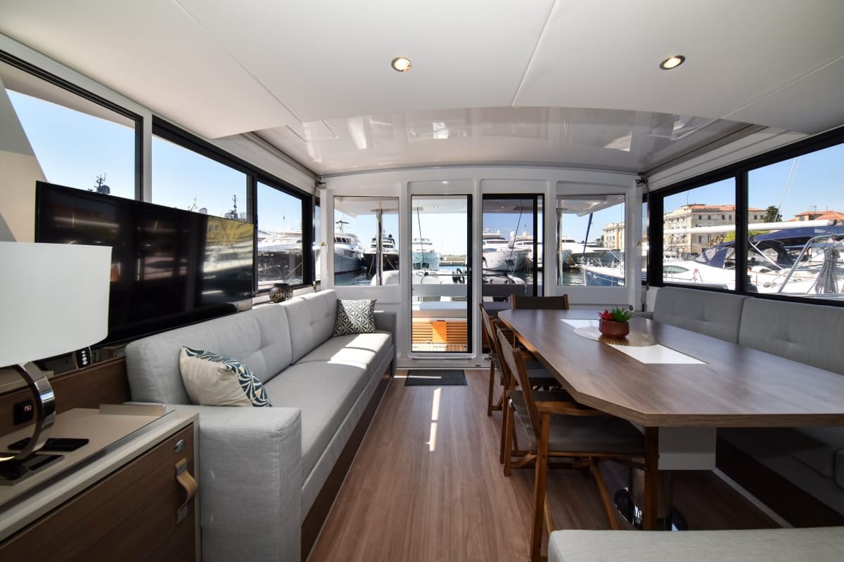 Salon of Jako 2, a Bali 4.6 catamaran at Zadar, Croatia