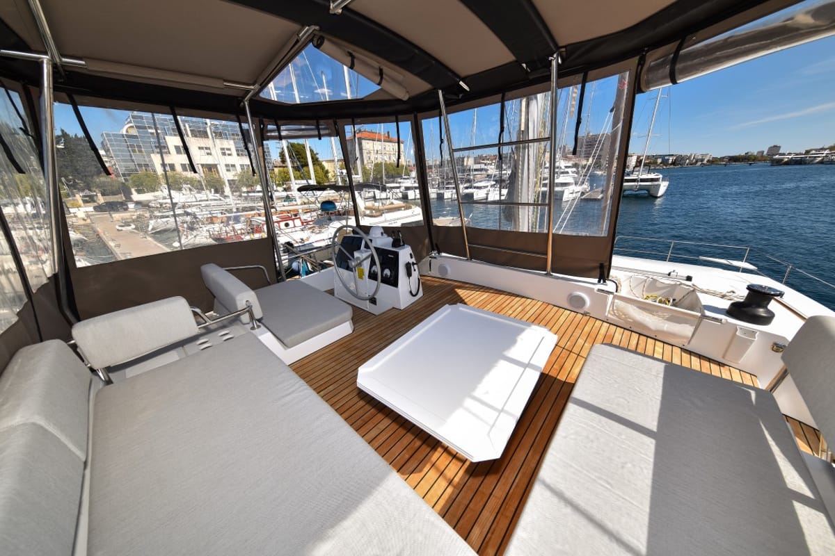 Exterior view of Jako 2, a Bali 4.6 catamaran at Zadar, Croatia