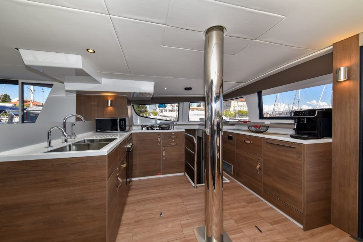 Galley of Jako 2, a Bali 4.6 catamaran at Zadar, Croatia