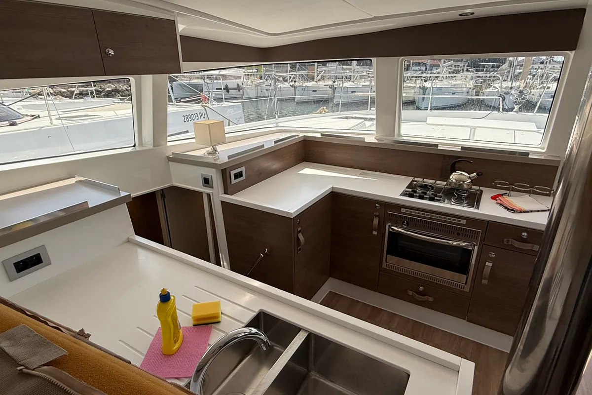 Galley of La Luna 77, a Bali 4.2 catamaran at Grad Pula, Croatia