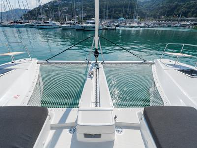 Deck of Big Cucuncio - Premium Line, a Lagoon 46 catamaran at Capo d'Orlando, Italy