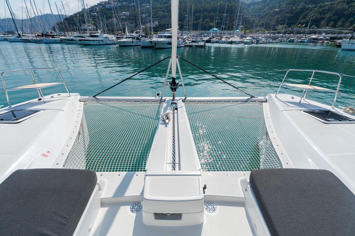 Deck of Big Cucuncio - Premium Line, a Lagoon 46 catamaran at Capo d'Orlando, Italy