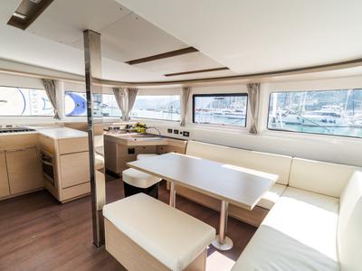 Salon of Big Cucuncio - Premium Line, a Lagoon 46 catamaran at Capo d'Orlando, Italy