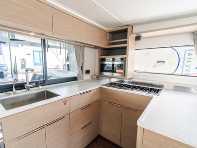 Galley of Big Cucuncio - Premium Line, a Lagoon 46 catamaran at Capo d'Orlando, Italy
