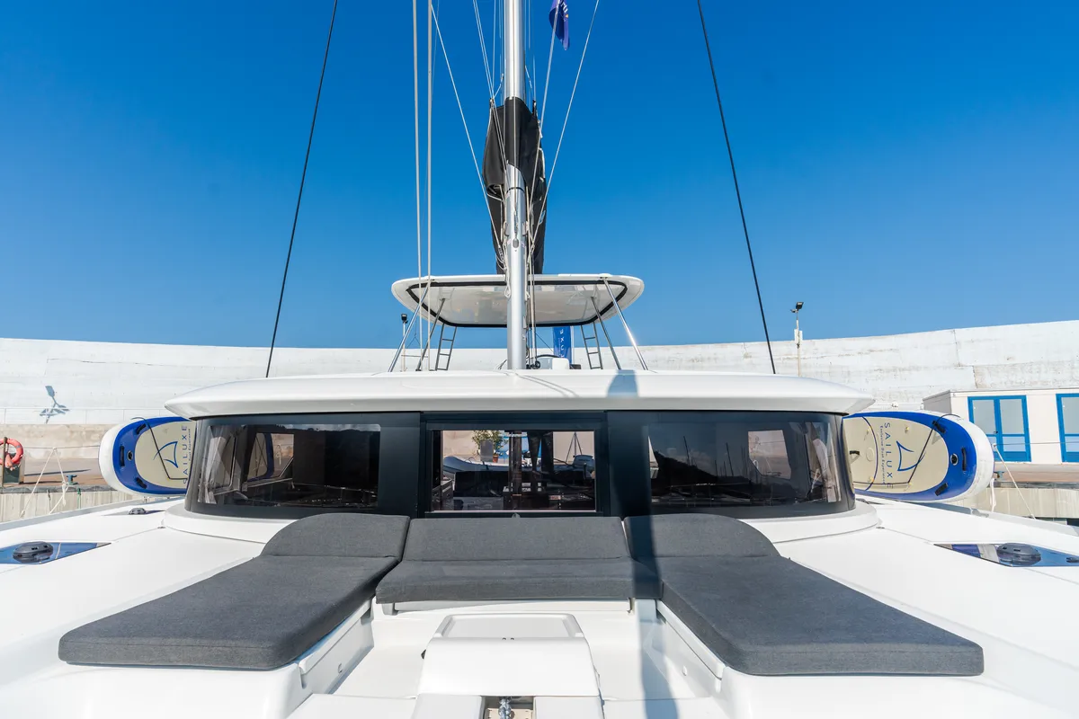 Cockpit of Big Cucuncio - Premium Line, a Lagoon 46 catamaran at Capo d'Orlando, Italy