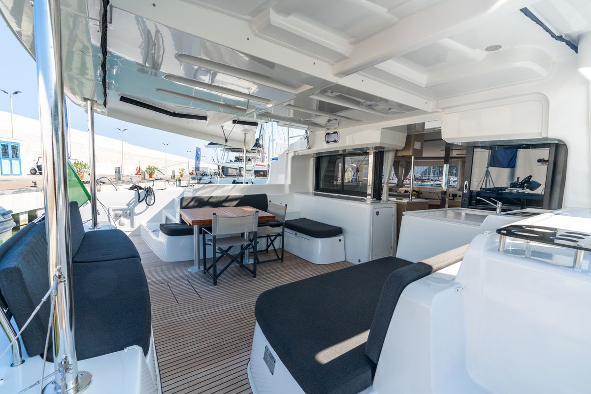 Salon of Big Cucuncio - Premium Line, a Lagoon 46 catamaran at Capo d'Orlando, Italy
