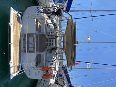 Deck of Solar, a Beneteau Oceanis 38 sailboat at Fethiye, Turkey
