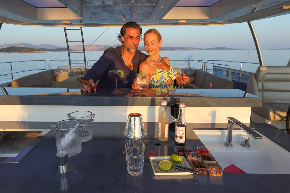 Deck of Honeybird, a Sunreef Yachts Sunreef 80 catamaran at Grad Šibenik, Croatia