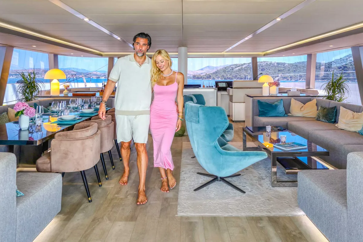 Salon of Honeybird, a Sunreef Yachts Sunreef 80 catamaran at Grad Šibenik, Croatia