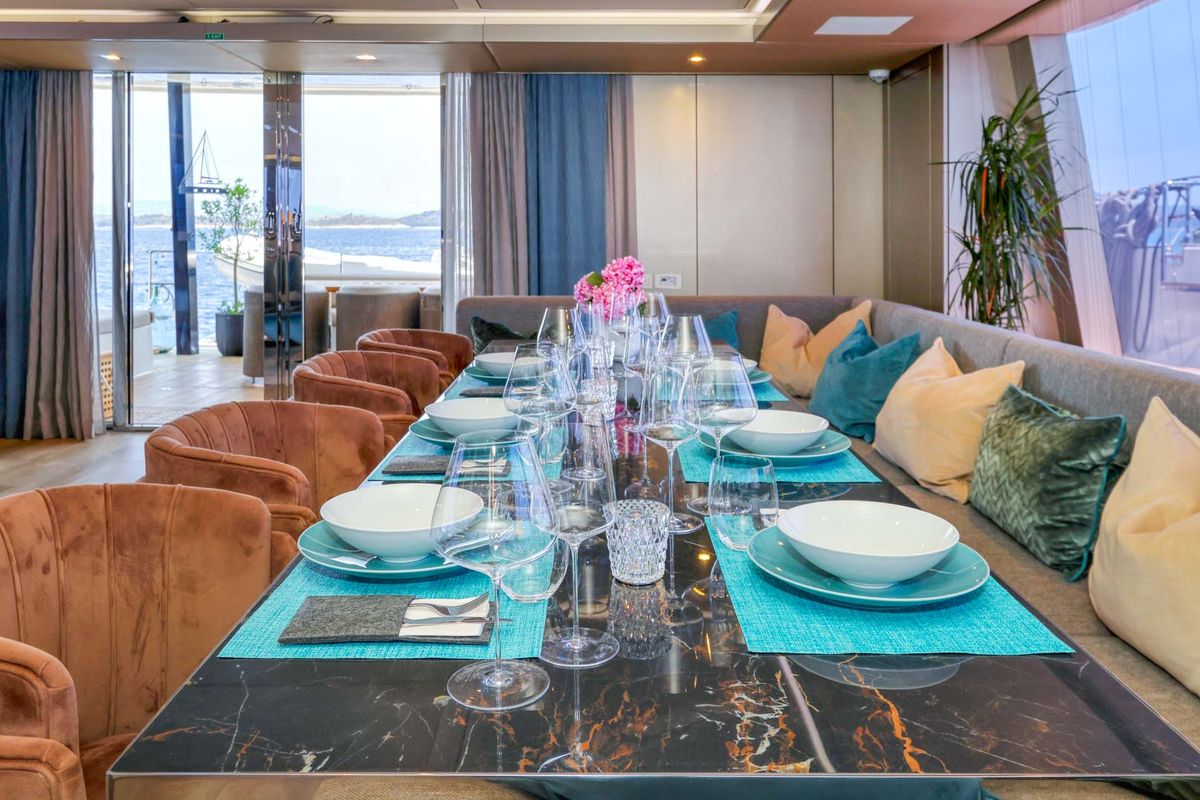 Salon of Honeybird, a Sunreef Yachts Sunreef 80 catamaran at Grad Šibenik, Croatia