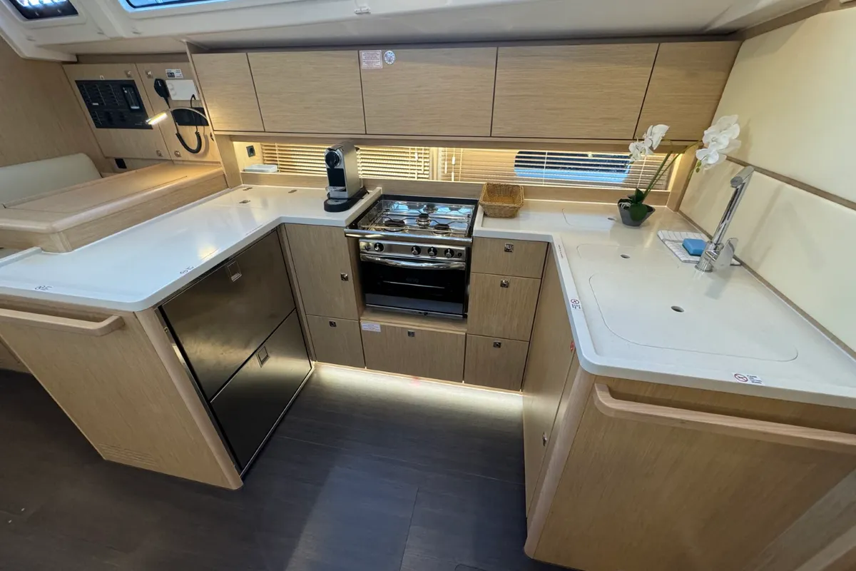 Galley of Sabina, a Bavaria C46 sailboat at Grad Pula, Croatia
