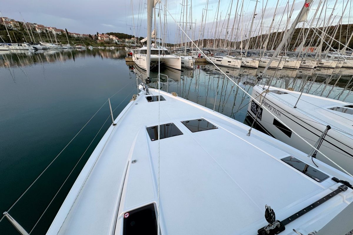 Deck of Sabina, a Bavaria C46 sailboat at Grad Pula, Croatia
