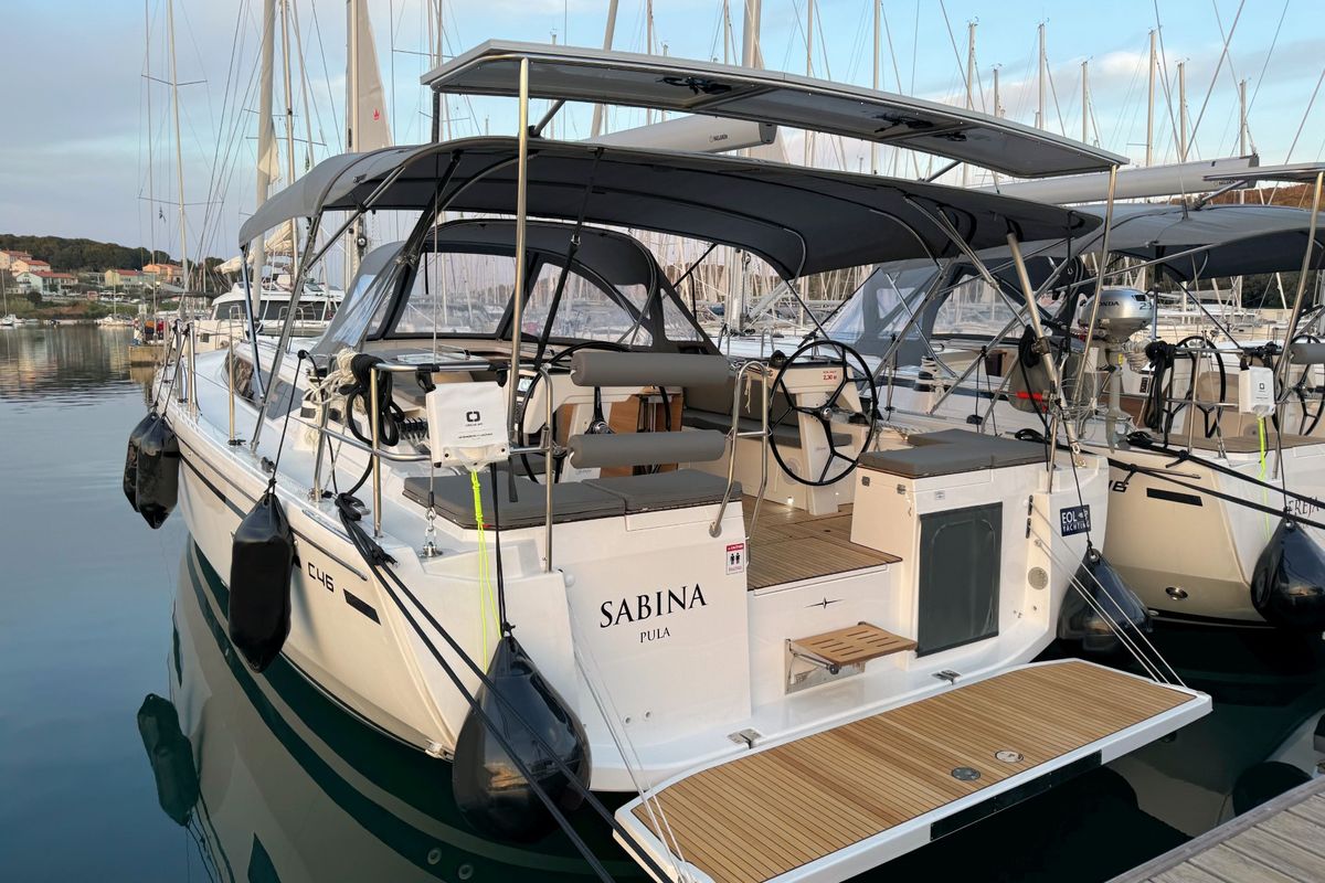 Exterior view of Sabina, a Bavaria C46 sailboat at Grad Pula, Croatia