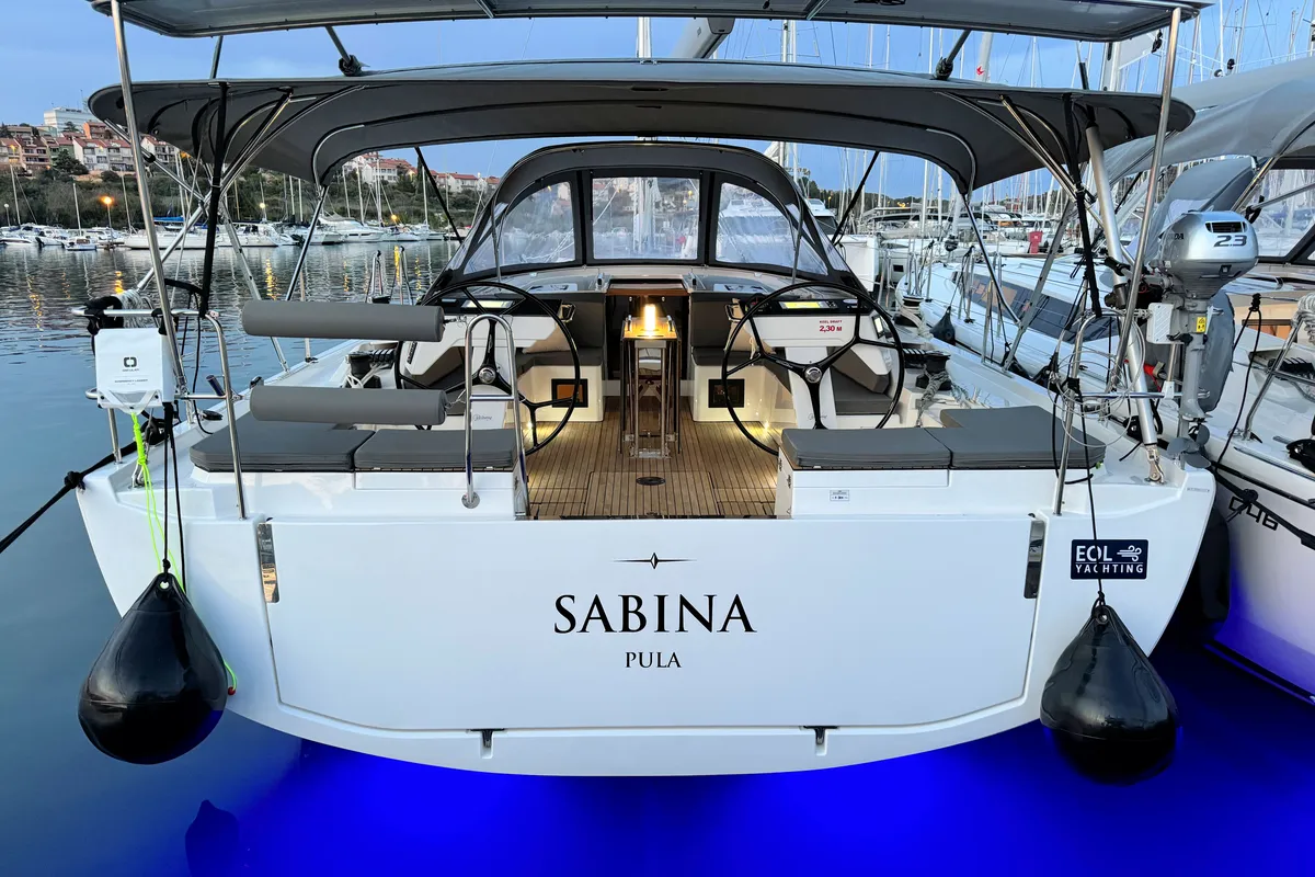 Exterior view of Sabina, a Bavaria C46 sailboat at Grad Pula, Croatia