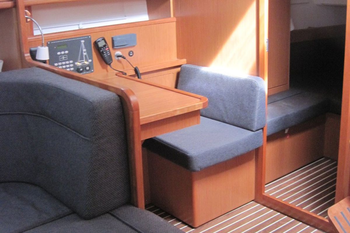 Salon of Marina, a Bavaria Cruiser 41 sailboat at Capo d'Orlando, Italy